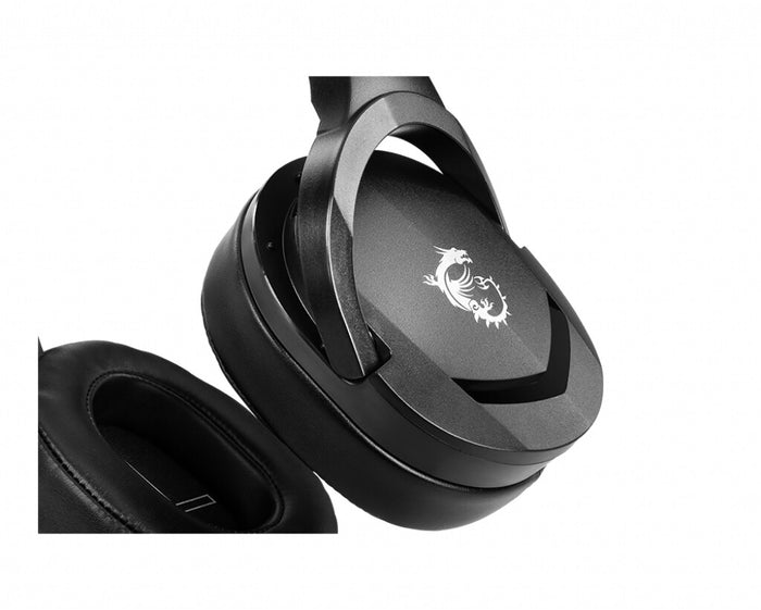 MSI IMMERSE GH20 Gaming Headset 3.5mm inline with audio splitter accessory, Black, 40mm Drivers, Unidirectional Mic, PC & Cross-Platform Compatibility MSI
