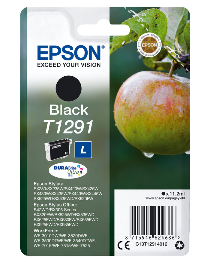 Epson Apple Singlepack Black T1291 DURABrite Ultra Ink Epson