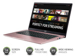 Acer Swift 1 SF114-33 14 inch Laptop - (Intel Pentium N6000, 4GB, 256GB SSD, Full HD Display, Windows 10 in S Mode, Pink)