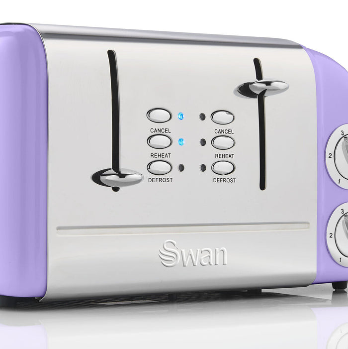 Swan 4 Slice Retro Toaster - Purple Swan