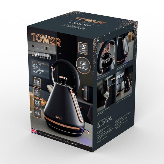 Tower T10044RG electric kettle 1.7 L 3000 W Black, Rose gold