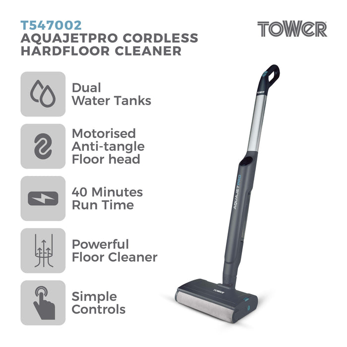 Tower T547002 stick vacuum/electric broom Battery Dry&wet Bagless 0.7 L 25 W Blue, Titanium