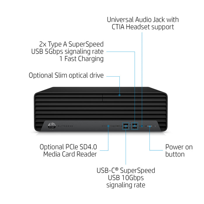 HP EliteDesk 800 G6 Intel® Core™ i5 i5-10500 8 GB DDR4-SDRAM 256 GB SSD Windows 10 Pro SFF PC Black