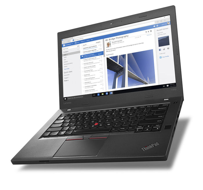 T1A Lenovo ThinkPad T460p Refurbished Laptop 35.6 cm (14) Full HD Intel® Core™ i5 i5-6440HQ 8 GB DDR4-SDRAM 240 GB SSD Wi-Fi 5 (802.11ac) Windows 10 Pro Black T1A