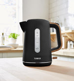 Tower Scandi electric kettle 1.7 L 3000 W Black, Wood Tower