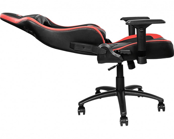 MSI MAG CH110 Gaming Chair Black and red with carbon fiber design, Steel frame, Reclinable backrest, Adjustable 4D Armrests, breathable foam, Ergonomic headrest pillow, Lumbar support cushion MSI