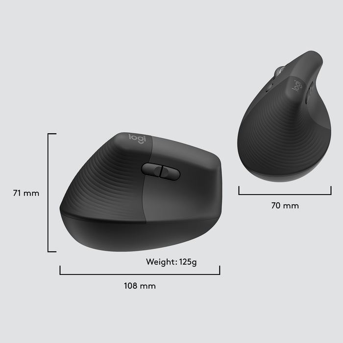 Logitech Lift Vertical Ergonomic Mouse for Business, Left