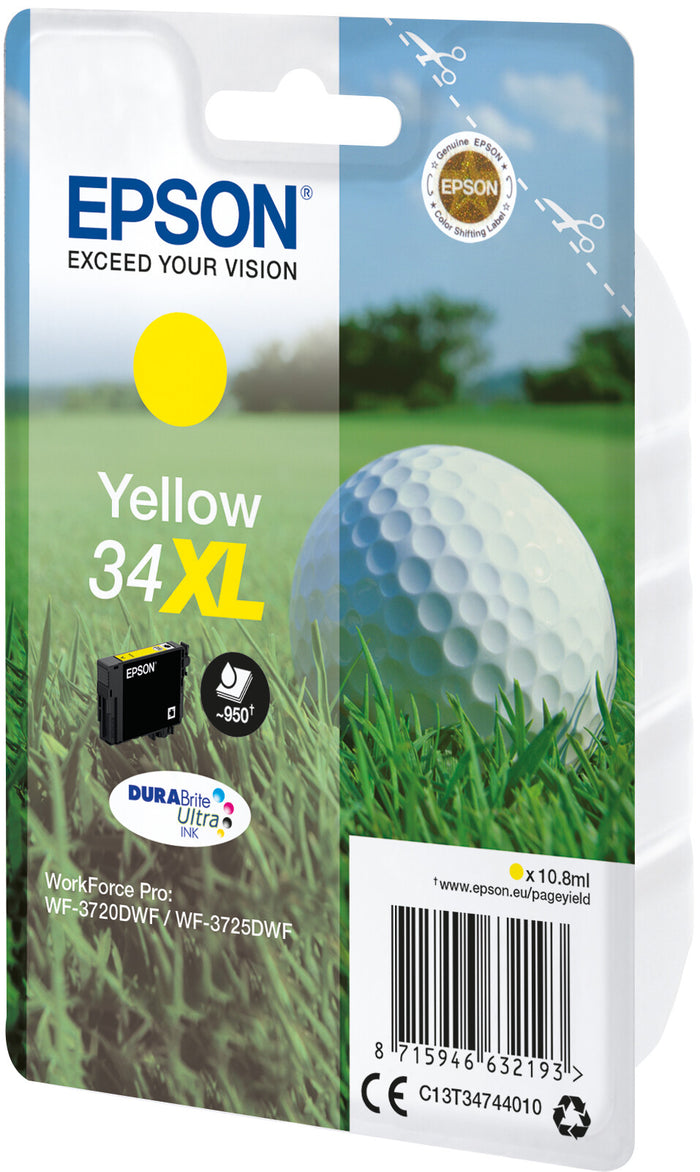 Epson Golf ball Singlepack Yellow 34XL DURABrite Ultra Ink Epson