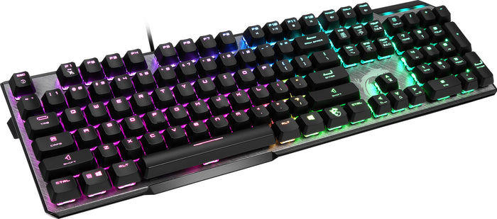 MSI VIGOR GK50 ELITE Mechanical Gaming Keyboard UK-Layout, KAILH Box-White Switches, Per Key RGB Light LED Backlit, Tactile, Floating Key Design, Water Resistant, Center MSI