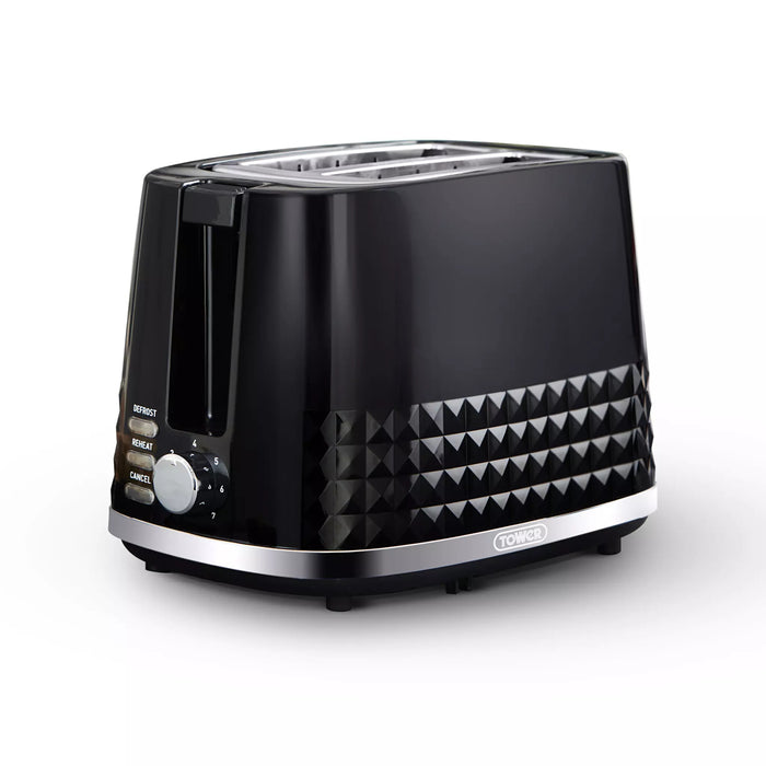 Tower Solitaire 2 Slice Toaster -Black