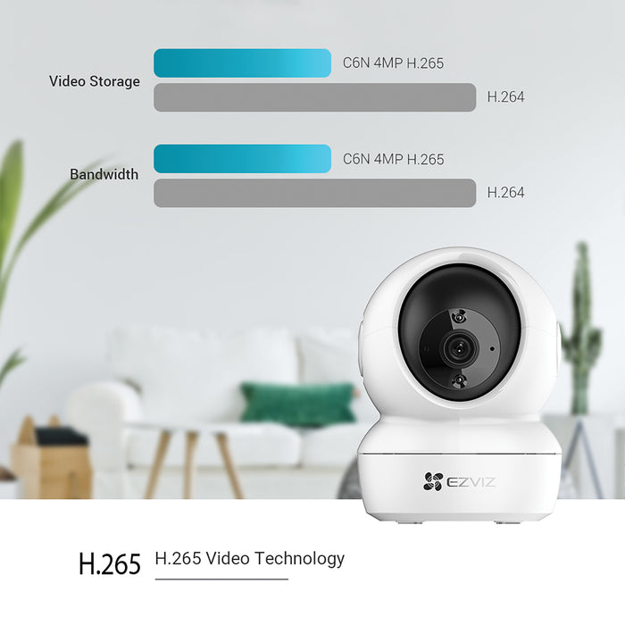 EZVIZ C6N 4MP Smart Indoor Smart Security PT Cam, with Motion Tracking - White