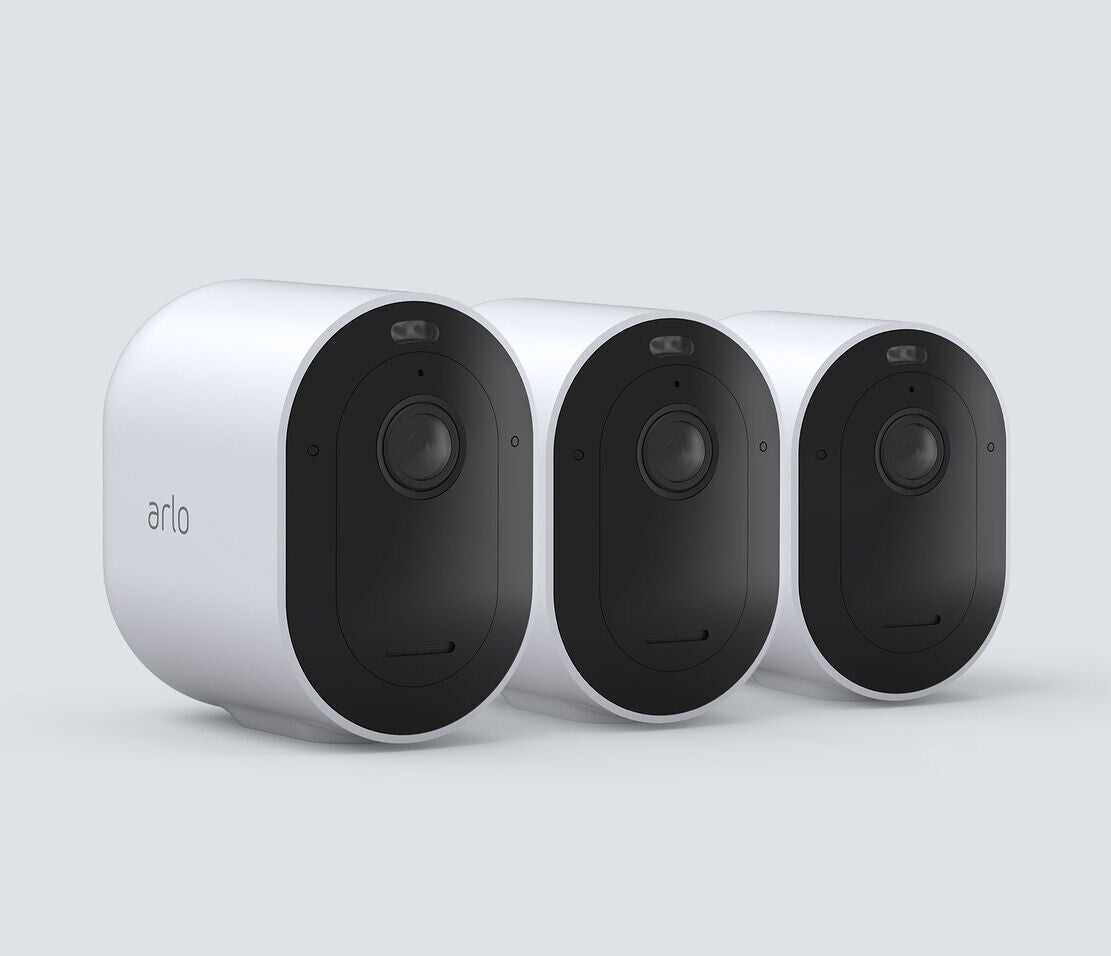  Arlo Pro 4 Spotlight Camera - 3 Pack - Wireless Security, 2K  Video & HDR, Color Night Vision, 2 Way Audio, Wire-Free, Direct to WiFi No  Hub Needed, White - VMC4350P : Electronics