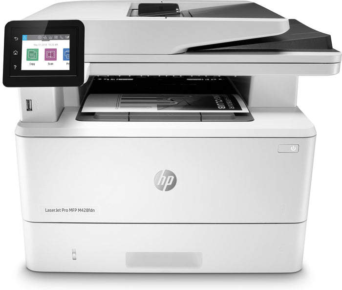 HP LaserJet Pro MFP M428fdn, Black and white, Printer for Business, Print, Copy, Scan, Fax, Email, Scan to email; Two-sided scanning