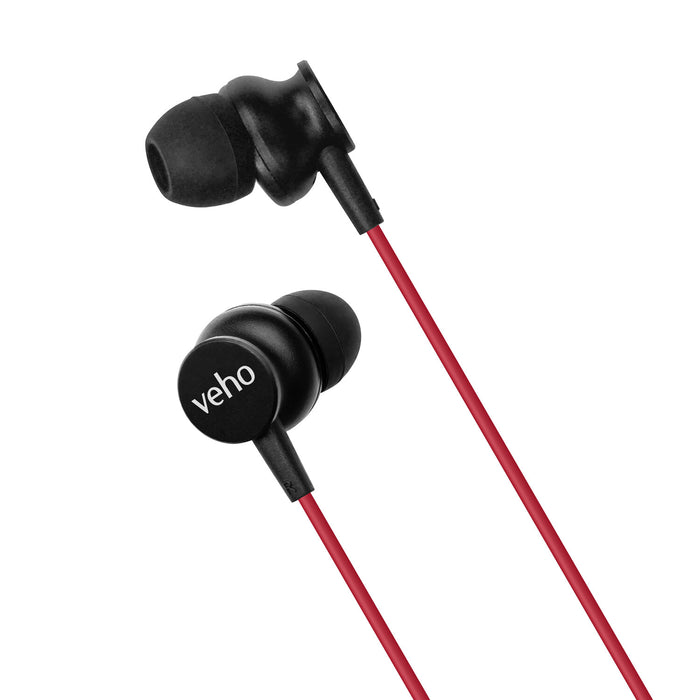 Veho Z-3 In-Ear Stereo Headphones with Built-in Microphone and Remote Control – Red (VEP-105-Z3-R) Veho