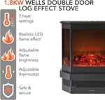 Warmlite 1.8KW Wells Panoramic Log Effect Fire Stove Heater Warmlite
