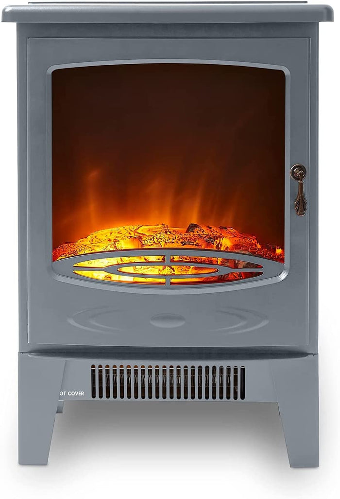 Warmlite 1.85KW Jesmond Log Fire Stove Heater - Grey Warmlite