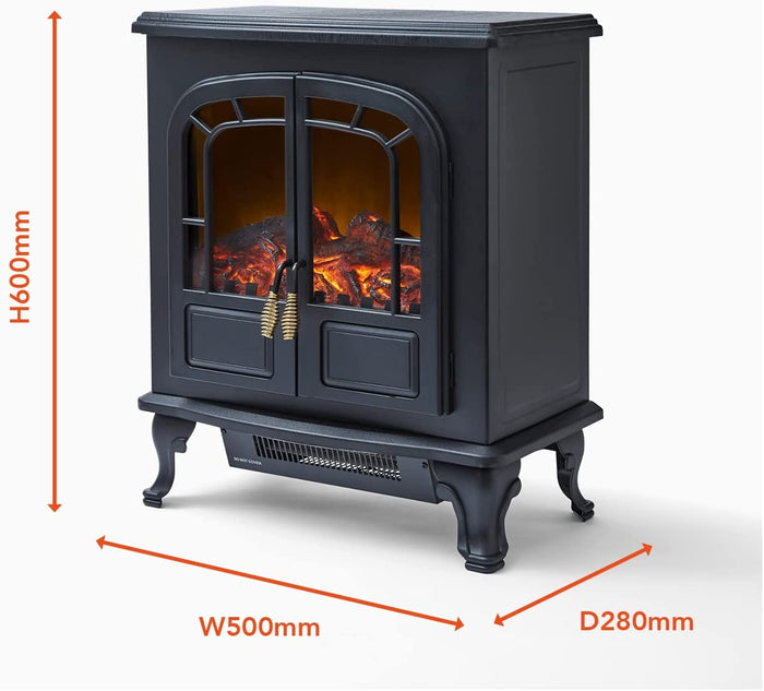 Warmlite 2KW Double Door Portable Electric Fire Stove Heater Black Warmlite