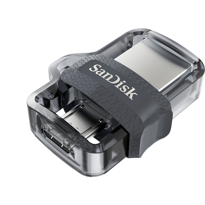 SanDisk Ultra Dual m3.0 USB flash drive 128 GB USB Type-A / Micro-USB 3.2 Gen 1 (3.1 Gen 1) Black, Silver, Transparent