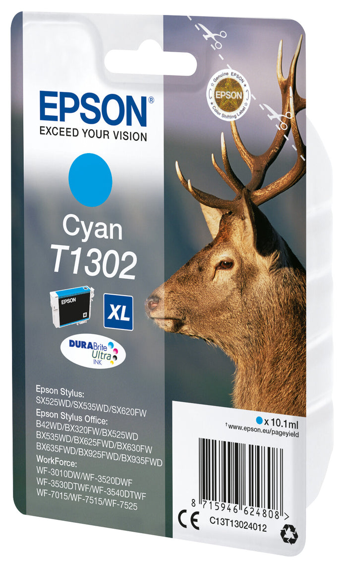 Epson Stag Singlepack Cyan T1302 DURABrite Ultra Ink Epson