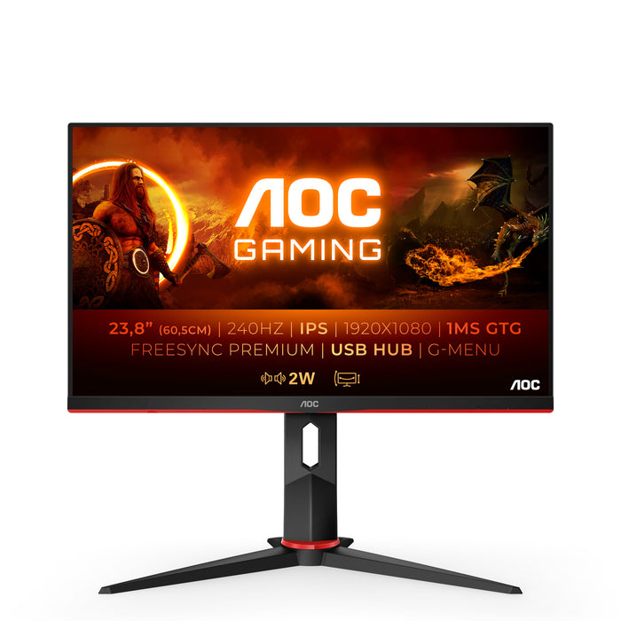 AOC G2 24G2ZU/BK LED display 60.5 cm (23.8) 1920 x 1080 pixels Full HD Black, Red