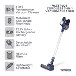 Tower T513008 VL35 Plus Anti Tangle Cordless 3-in-1 Vacuum Cleaner