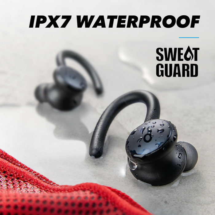 Soundcore Sport X10 True Wireless Bluetooth 5.2 Workout Headphones, Rotatable Ear Hooks, Deep Bass, IPX7 Waterproof, Sweatproof, 32H Play, Fast Charge, Sport Earbuds, Gym, Running