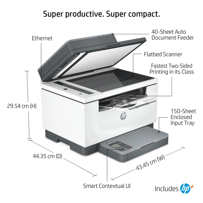 HP LaserJet HP MFP M234sdne Printer, Black and white, Printer for Home and home office, Print, copy, scan, HP+; Scan to email; Scan to PDF