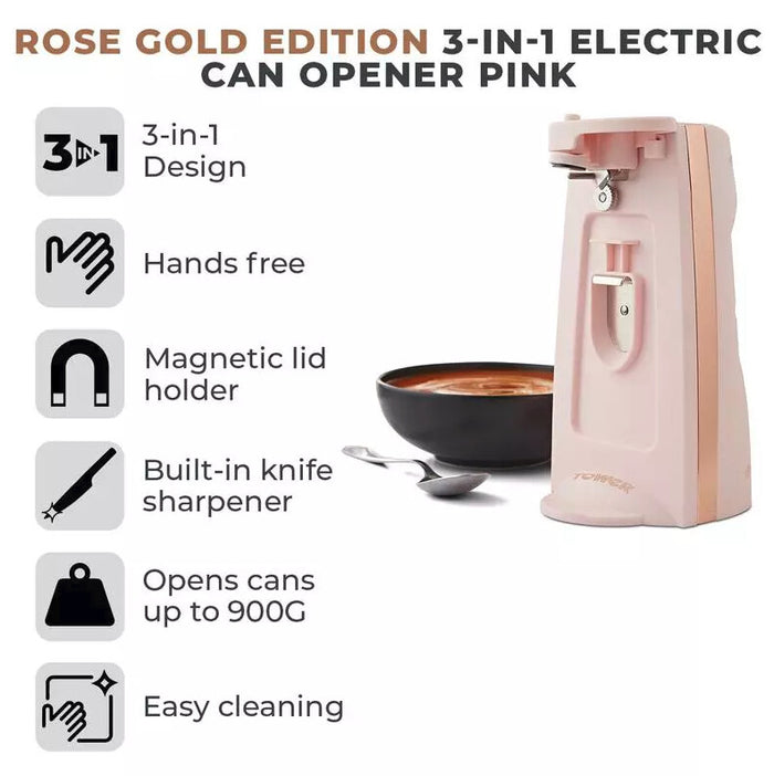 Tower Cavaletto 3 in 1 Can Opener Pink - Comet