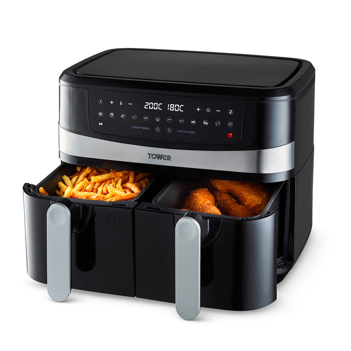 Tower Vortx Double 9 L Stand-alone 2600 W Hot air fryer Black Tower