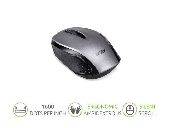 Acer Chrome Wireless Keyboard and Mouse Silver