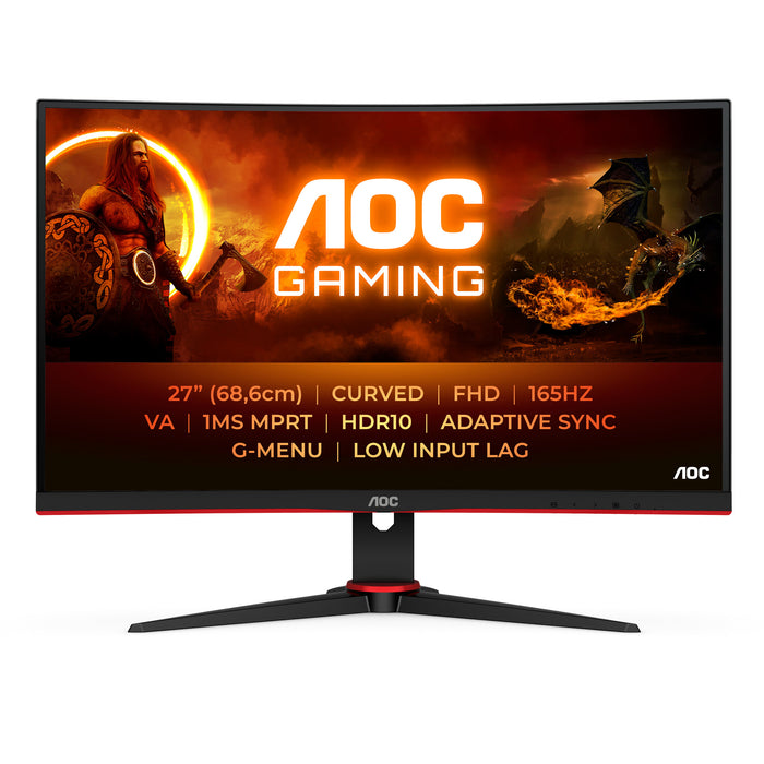 AOC G2 C27G2E/BK 27 Gaming Monitor -  Full HD- Curved - 165Hz- 1ms - Adaptive Sync-  Speakers