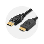 Kensington DisplayPort 1.2 (M) to HDMI (M) passive unidirectional cable, 1.8m (6ft)