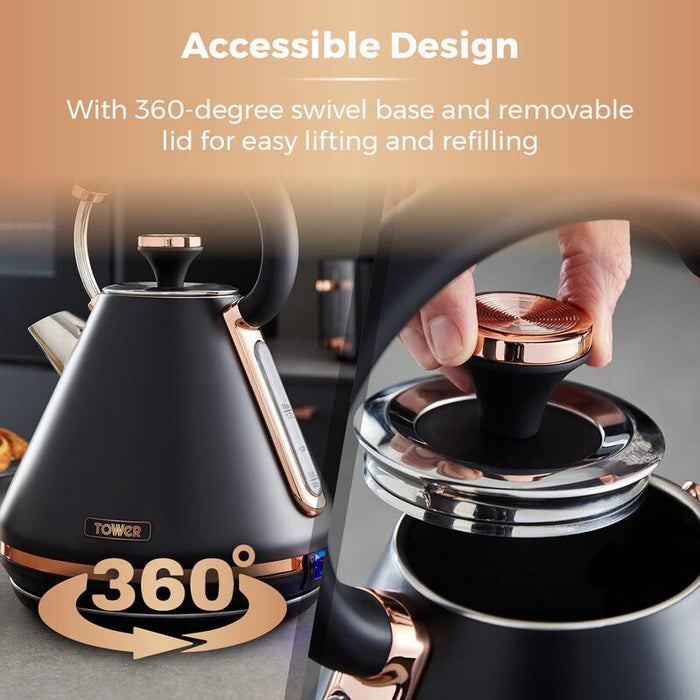 Tower T10044RG electric kettle 1.7 L 3000 W Black, Rose gold