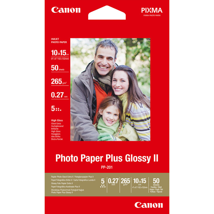 Canon PP-201 Glossy II Photo Paper Plus 4x6 - 50 Sheets