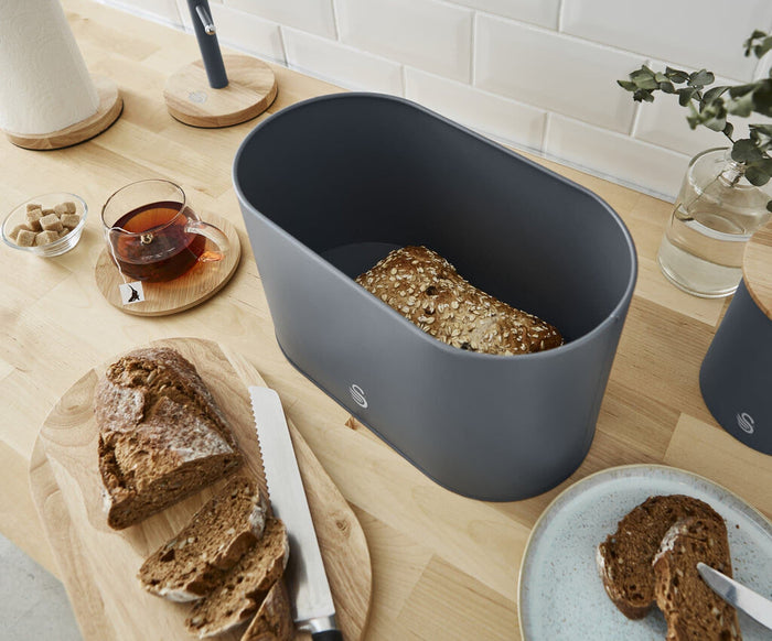 Swan Bread Bin with Wooden Lid