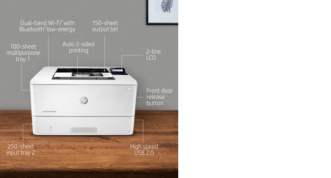 HP LaserJet Pro M404dn, Print, Fast first page out speeds; Compact Size; Energy Efficient; Strong Security