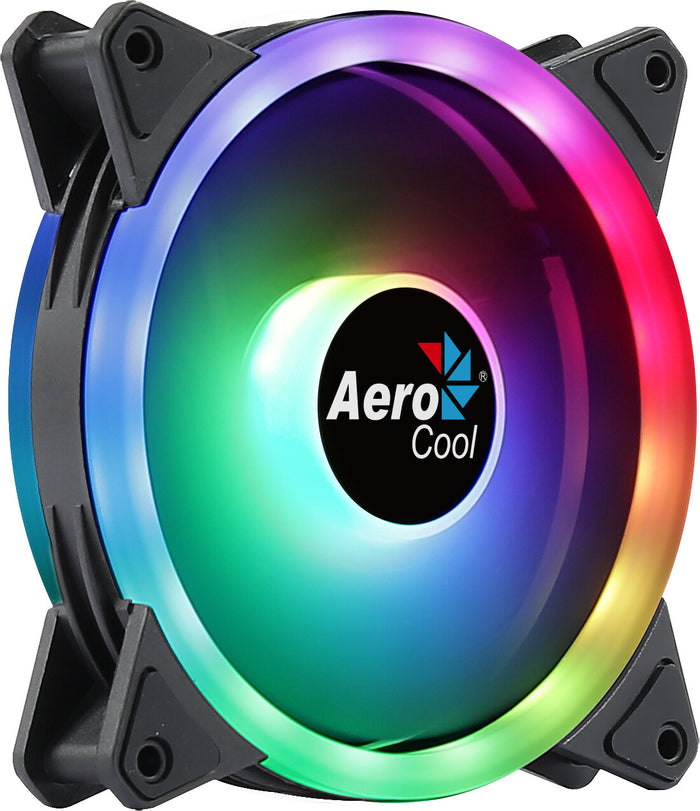 Aerocool DUO12 PC Fan 12cm ARGB LED Dual Ring Antivibration 6 Pins Black Aerocool