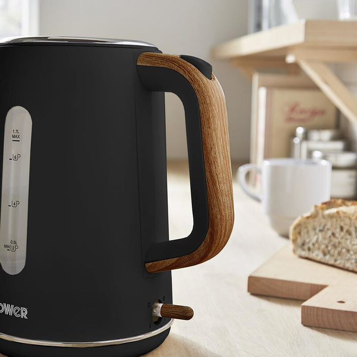 Tower Scandi electric kettle 1.7 L 3000 W Black, Wood Tower