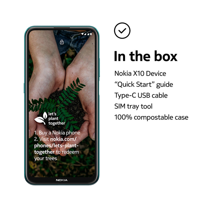 Nokia X X10 6.67 Inch Android UK SIM Free Smartphone with 5G Connectivity - 6 GB RAM and 64 GB Storage (Dual SIM) - Forest Green