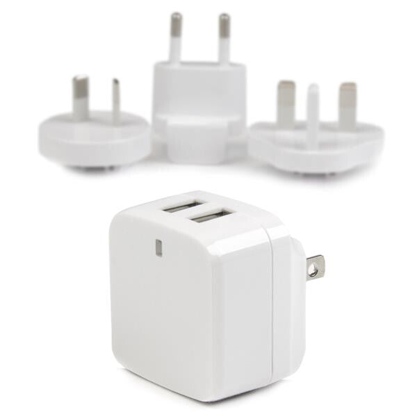 StarTech.com Dual-port USB wall charger - international travel - 17W/3.4A - white