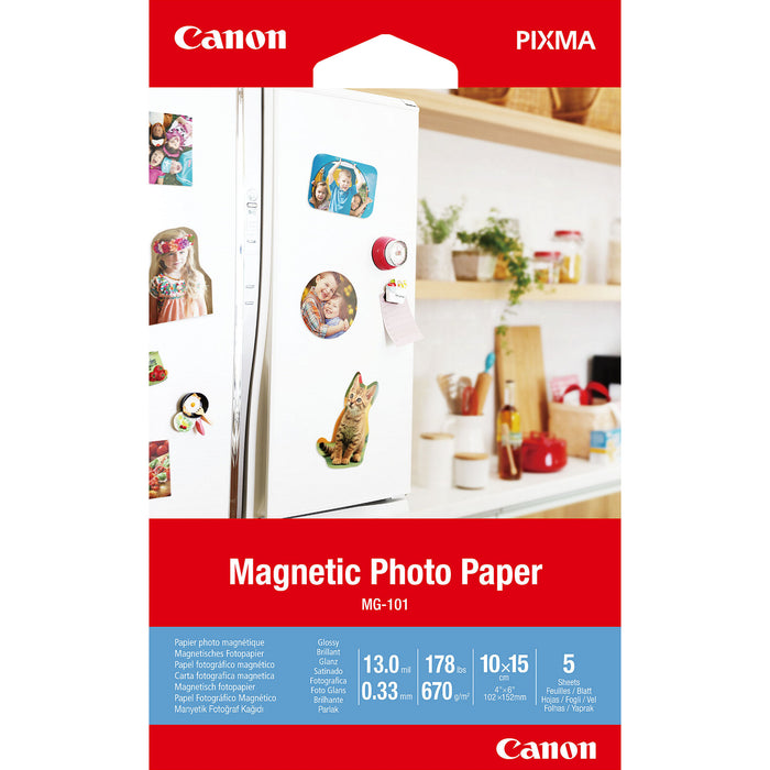 Canon MG-101 Magnetic Photo Paper, 4x6, 5 sheets