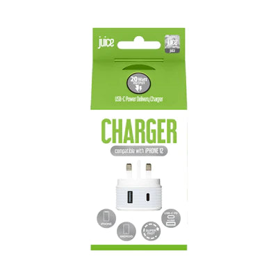 Juice 20W Dual Port Fast Charger Plug – White Juice
