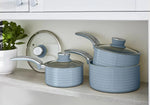 Swan Retro 3 Piece Saucepan Set Blue Swan