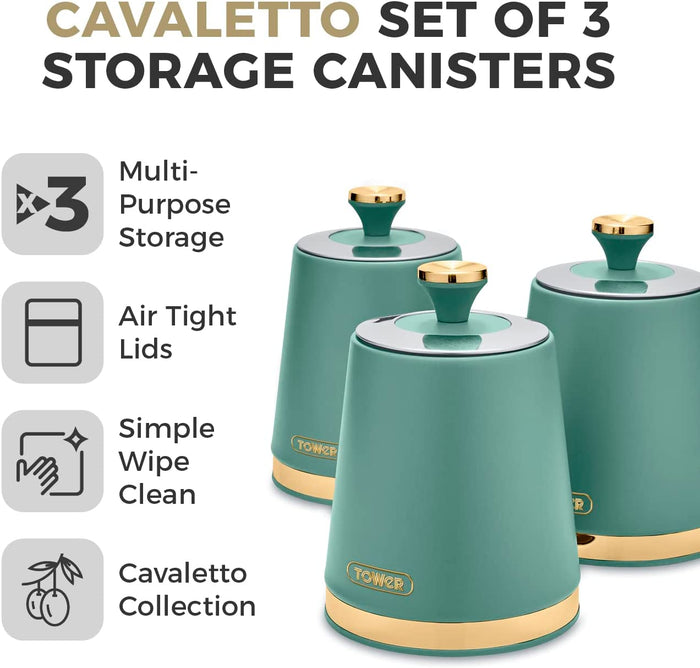 Tower T826131JDE Cavaletto Set of 3 Canisters - Jade Tower