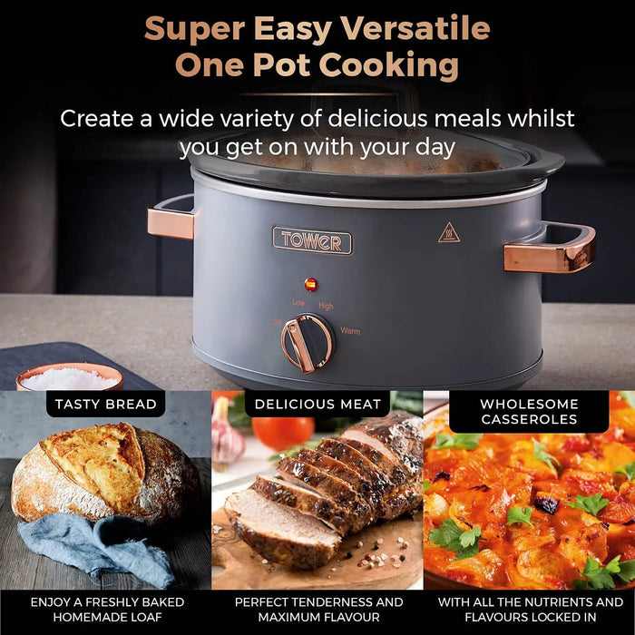 Tower Cavaletto 3.5L Slow Cooker Grey Tower
