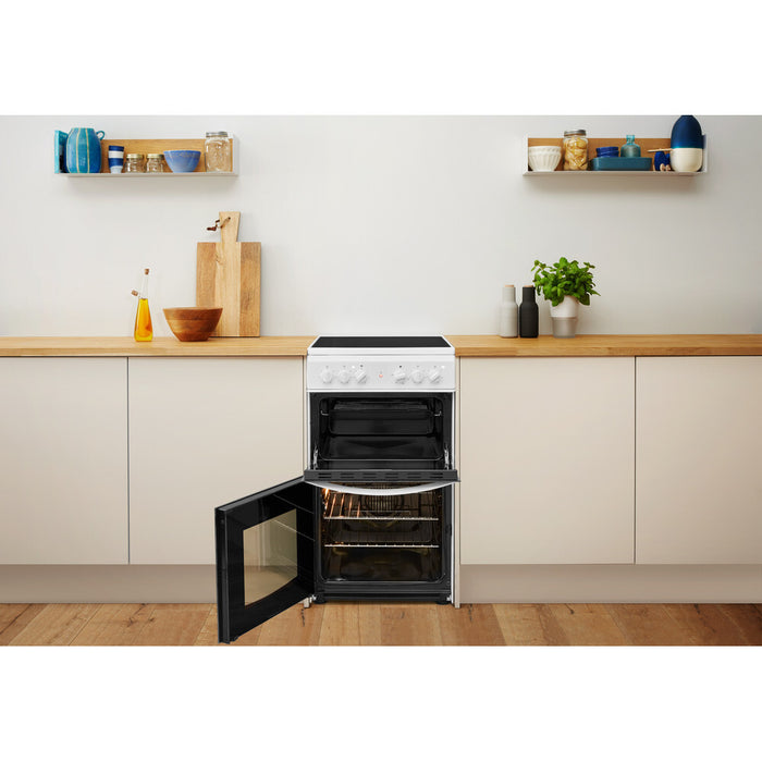 Indesit ID5V92KMW/UK cooker Freestanding cooker Electric Ceramic Black, White