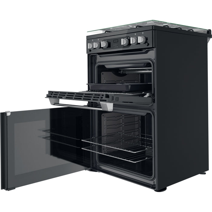 Hotpoint HDM67G0C2CB/UK cooker Freestanding cooker Gas Black A+