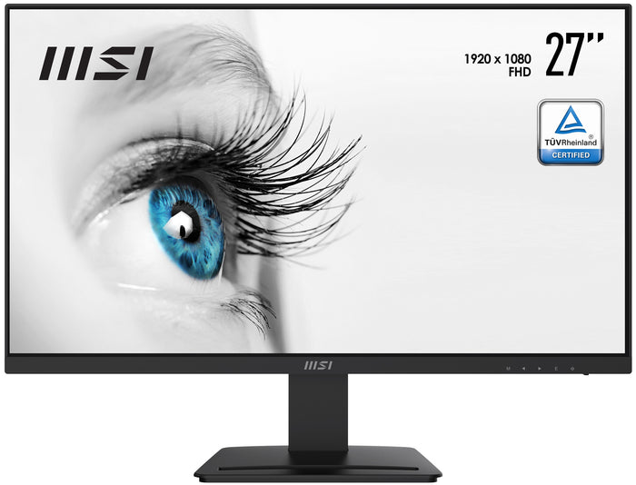 MSI Pro MP273 27 Inch Monitor, Full HD (1920 x 1080), 75Hz, IPS, 5ms, HDMI, DisplayPort, Built-in Speakers, Anti-Glare, Anti-Flicker, Less Blue light, TÜV Certified, VESA, Kensington, Black