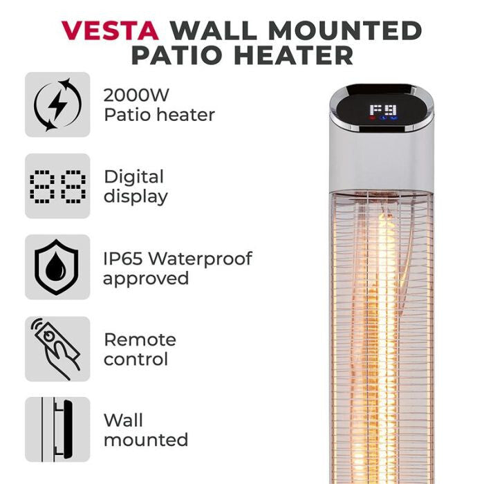 Tower Vesta 2KW Indoor & outdoor Silver 2000 W Infrared electric space heater Tower