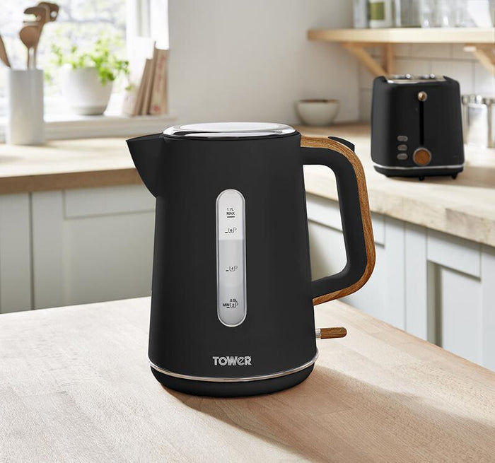 Tower Scandi electric kettle 1.7 L 3000 W Black, Wood Tower